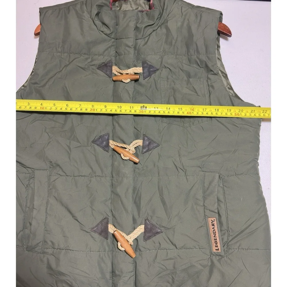 Legendary Whitetails Mens Vest XL Olive Green Puffer Flannel Lined Toggle